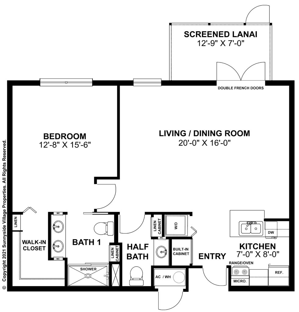 Garden One Bed One and One Half Bath